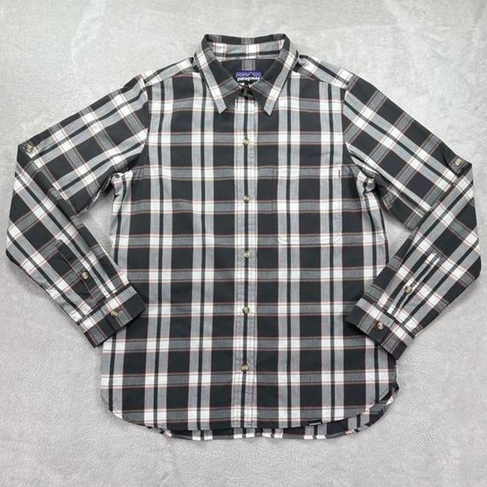 Patagonia Shirt Womens Medium Plaid Long Sleeved Island Hopper Fishing Outdoors